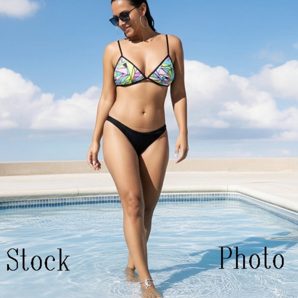 2-piece String Mosaic Bikini Top & Brazilian Bottoms Stringkini NEW